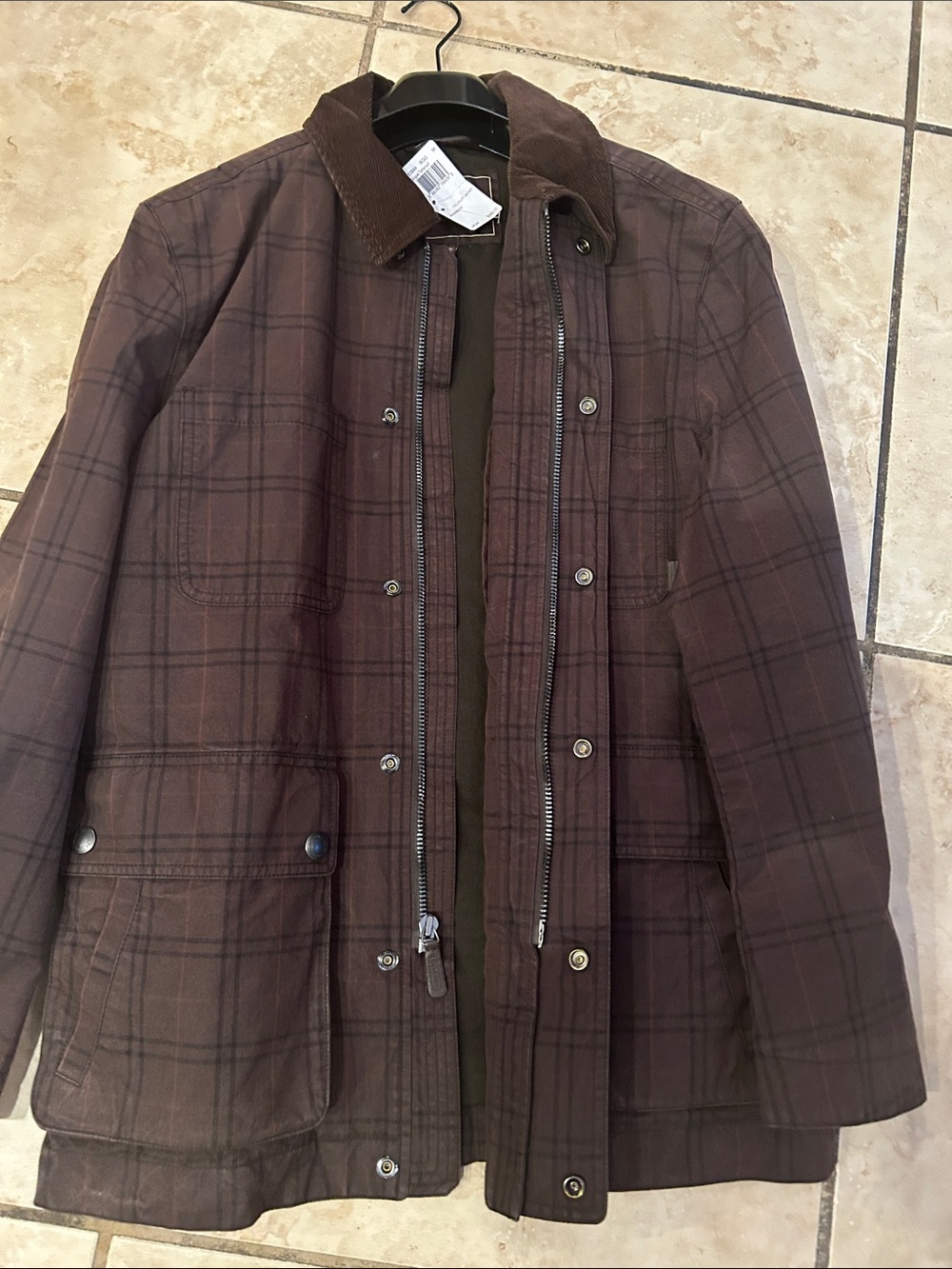 Men's Brown Plaid Field Jacket Coach NWT - Picture 4 of 5